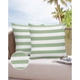 thumbnail image 6 of Pack of 2 Outdoor Pillow Covers, Geometric Sage Green Stripes Waterproof Square Throw Pillowcase Cushion Decorative Pillow Covers for Couch Patio Tent, 24x24 in, 6 of 6