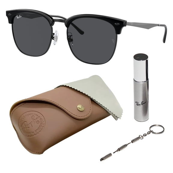 Ray-Ban RB4418D Square Shaped Non-Polarized Sunglasses for Men & Women - Includes Official RAYBAN Eyewear Kit - Ideal Formal & Casual Wear Sunglasses - Dark Grey Lens