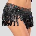 thumbnail image 2 of Felirenzacia Women's Triangular Belly Dancing Hip Scarf Wrap Skirt with Gold Coins, Black,Free Size, 2 of 6