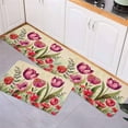 thumbnail image 3 of Kitchen Rugs and Mats,Country Tulip Flowers Red Purple 2 Piece Anti Fatigue Area Runner Rug Set Comfort Standing Floor Mat,Pastoral Botanical Retro Linen Non Slip Absorbent Doormats for Laundry, 3 of 6