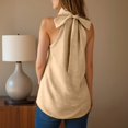 thumbnail image 6 of HAJWOH Women's Halter Neck Cotton Tank Tops Solid Color Sleeveless Casual Streetwear Summer Fashion Tunic Cami Shirts, 6 of 6