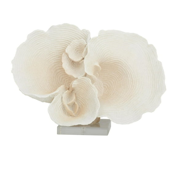 13" x 9" White Polystone Coral Sculpture, by DecMode