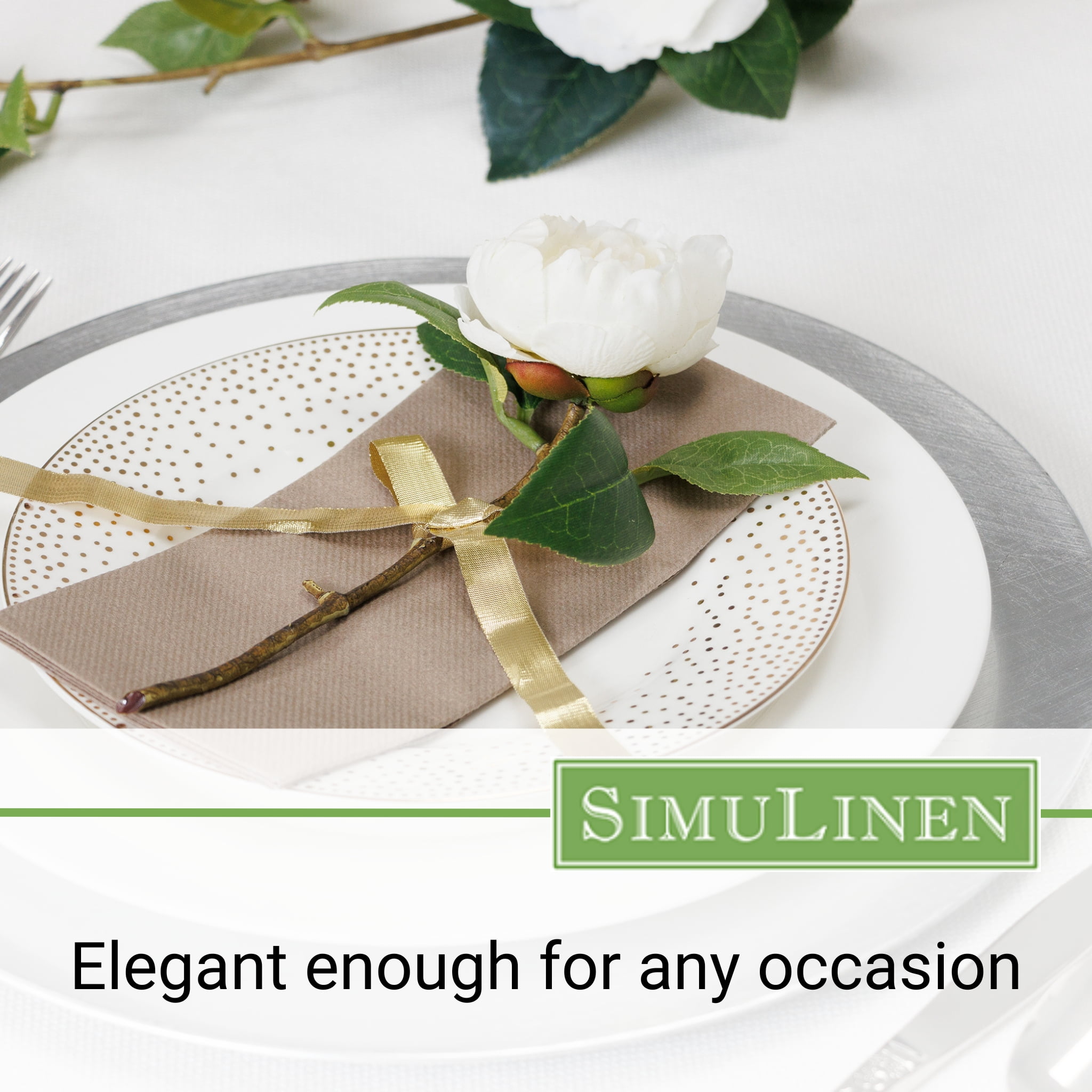 SimuLinen 16"x16" Signature Color Dinner Napkins - BEIGE GREY - 50 Napkins