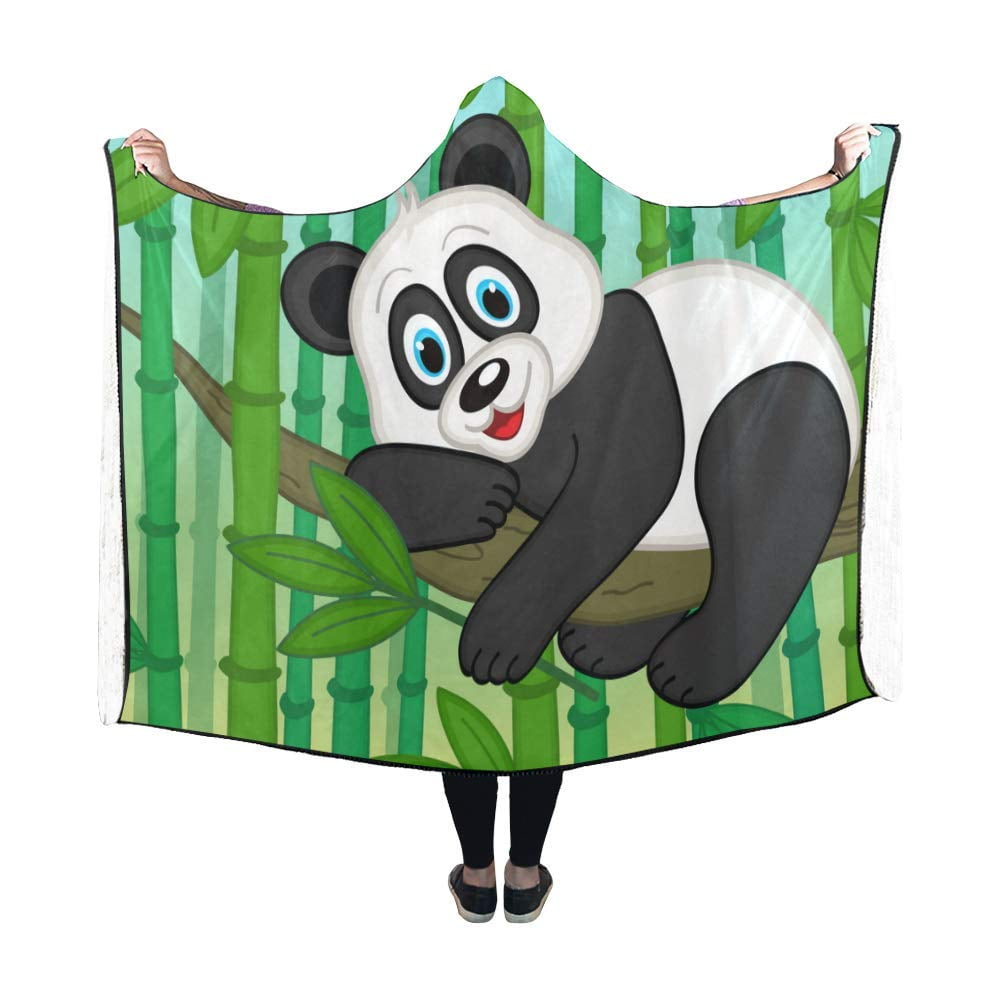 HATIART Hooded Blanket Panda Design Warm Mens Throws Womens Wearable