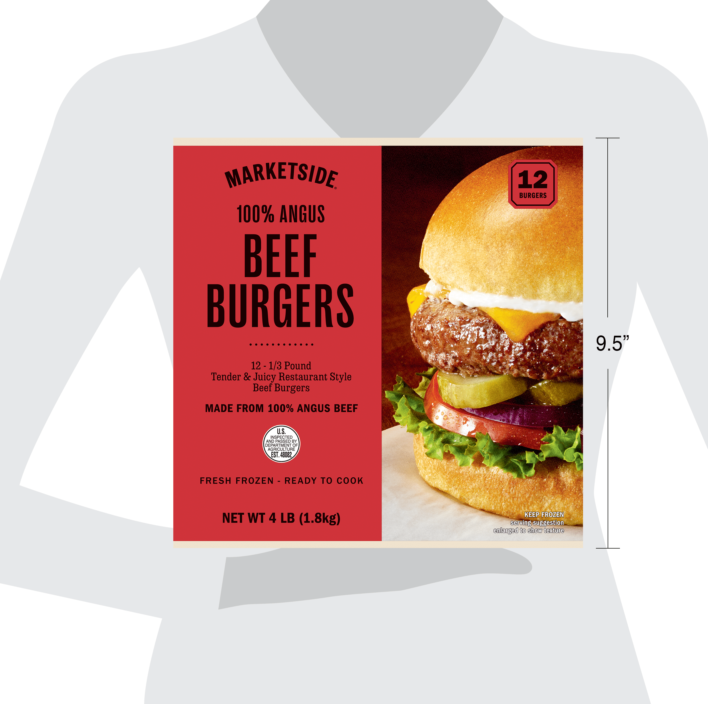 Marketside 100% Angus Beef Burgers, 12 Count, 4lb (Frozen