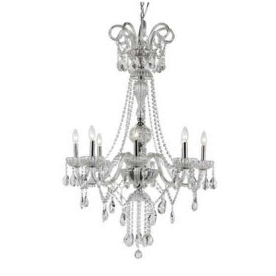 Trans Globe HL - Eight Light Chandelier, Polished Chrome Finish with Clear Cut Bead Crystal