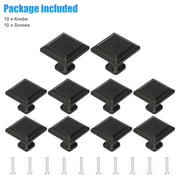 20/10pcs Modern Cabinet Knobs Flat Black Cabinet Door Knobs, 1.2in Diameter Kitchen Cabinet Knobs Dresser Drawer Knobs, Solid Black Hardware Square Drawer Handles and Pulls for Cupboard Closet