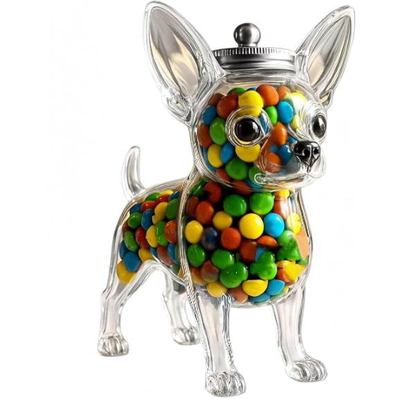 Candy Jar, Cute Airtight Dog Snack Container for Cookies, Candy, Coffee Pods, Pet Treat Jar,Clear Box Cute Container For Kitchen Food Storage,silvery