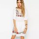 thumbnail image 2 of Vestido mini bohemio TEELYNN para mujer, vestido de algodón blanco con bordado floral, vestido informal holgado de corte A, vestido hippie, vestido gitano, 2 of 4