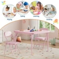 thumbnail image 6 of Kids Table and 2 Chairs Set, Kids Activity Table Set with Backrest, Easy to Wipe PU Leather & Steel Frame, Children's Furniture with Round Corners & Anti Sluip Foot Cap for Homes/Classrooms/Daycares, 6 of 9