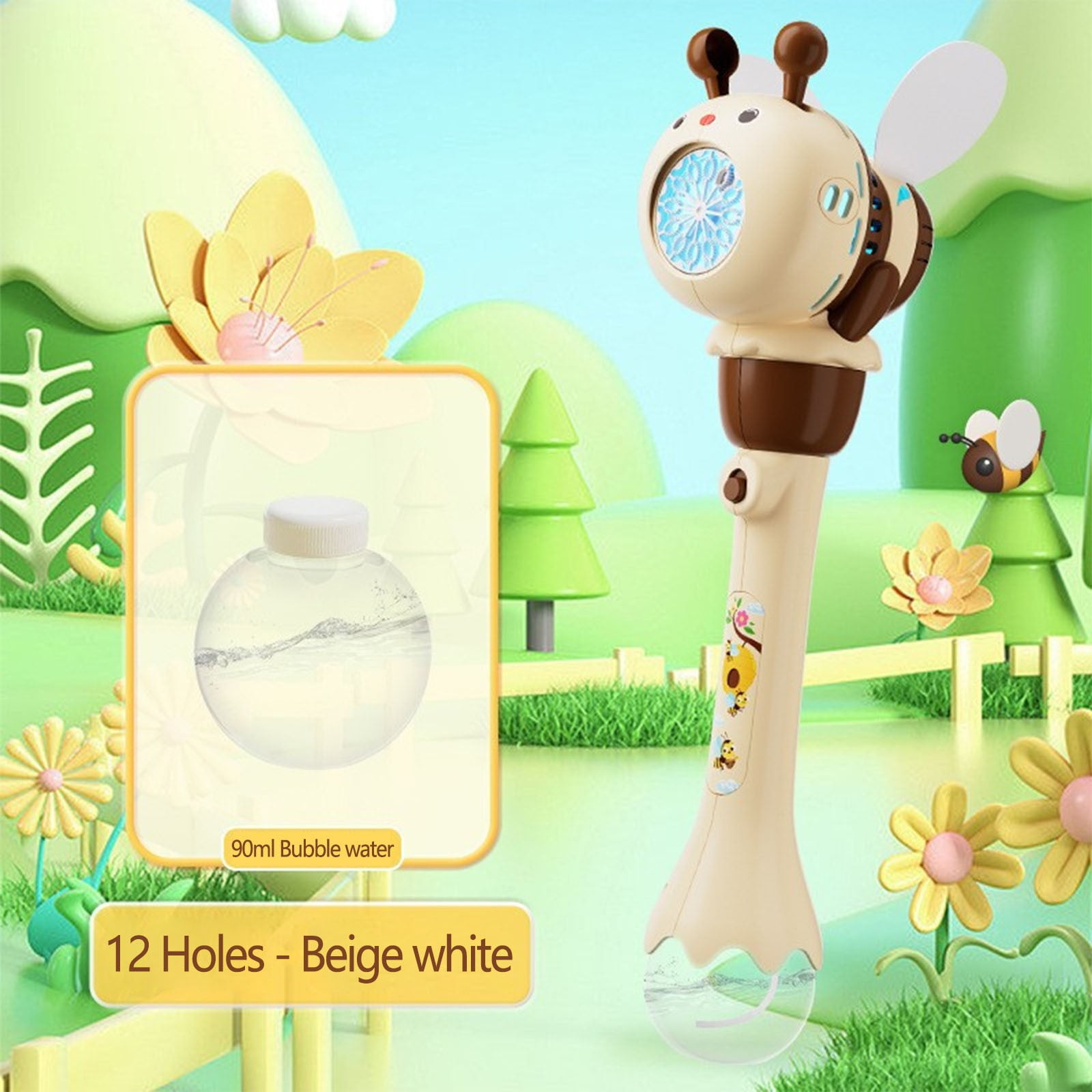 Adorable Bee Automatic Bubble Machine with Flashing LED Lights and Continuous Bubble Blowing for Outdoor Fun, Party Events, Summer Gatherings and Backyard Entertainment with High Capacity Battery