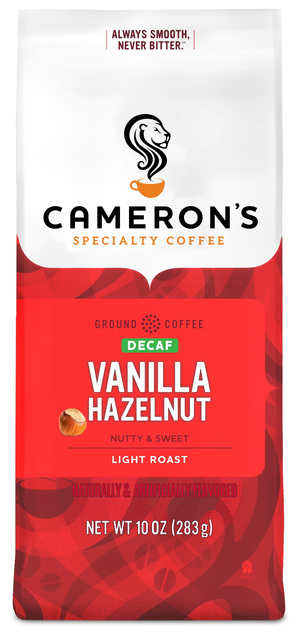 Cameron's Coffee Decaf Flavored Vanilla Hazelnut Ground Coffee, Light