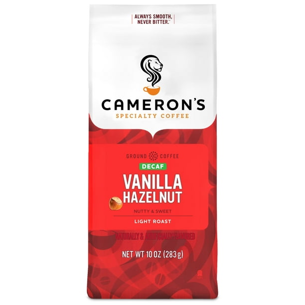 Cameron's Coffee Decaf Flavored Vanilla Hazelnut Ground Coffee, Light