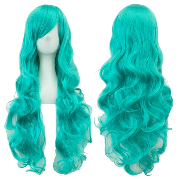 XmhyTop Spiral Curly Long Wig, 32" (80cm) Length, Perfect for Cosplay Costumes, Lake Blue