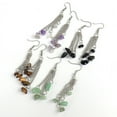 thumbnail image 3 of XmhyTop Personalized Natural Stone Earrings, Handmade Natural Crystal Stone Multi layer Chain Tassel Beaded Earrings (Red), 3 of 3