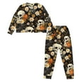 thumbnail image 3 of DISNIMO Skull Daisy Pattern Women's 2 Piece Lounge Sets Soft Comfy Ladies Lounge Sets Fashion Nightwear Casual Long Sleeve Sweatshirt with Long Pants, XL, 3 of 7