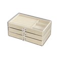 thumbnail image 1 of Hyasfey Jewelry Storage Box with 3 Layers Large Capacity Rounded Corners Velvet Interior Earrings Rings Organizer Storage Case, 1 of 8