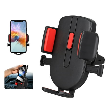 Mobile Phone Holder for Car, One-Touch Car Phone Mount Holder, Hands Free Air Vent Phone Mount, 360° Rotate Stable Cradle for iPhone Xr Xs Max 8 Plus Samsung Galaxy S10 S9 GPS and