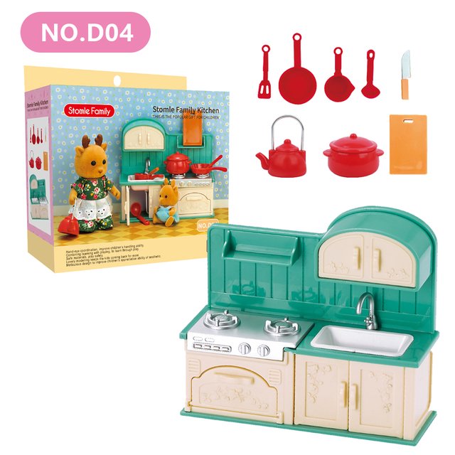 Familia de animales del bosque 1/12, muebles para casa de muñecas, dormitorio, cocina, baño, juego de simulación en miniatura, accesorios para muñecas, juguetes para niñas