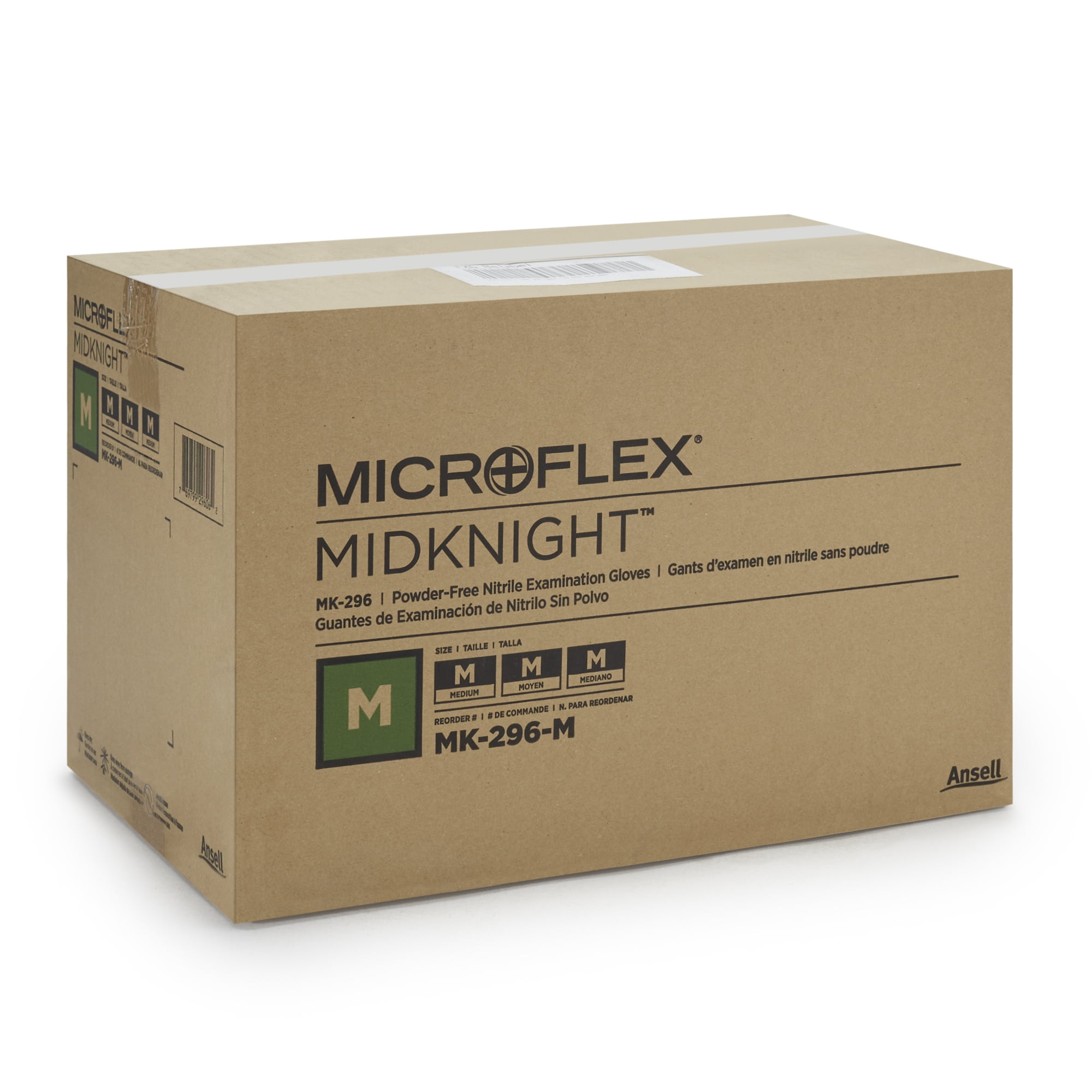 Ansell Microflex MK-296 MidKnight Disposable Nitrile Exam Glove, Black Medium, Case of 1000