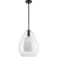 thumbnail image 5 of Progress Lighting Carillon 1-Light Pendant, Matte Black, Clear and Opal Glass Shade, 5 of 13