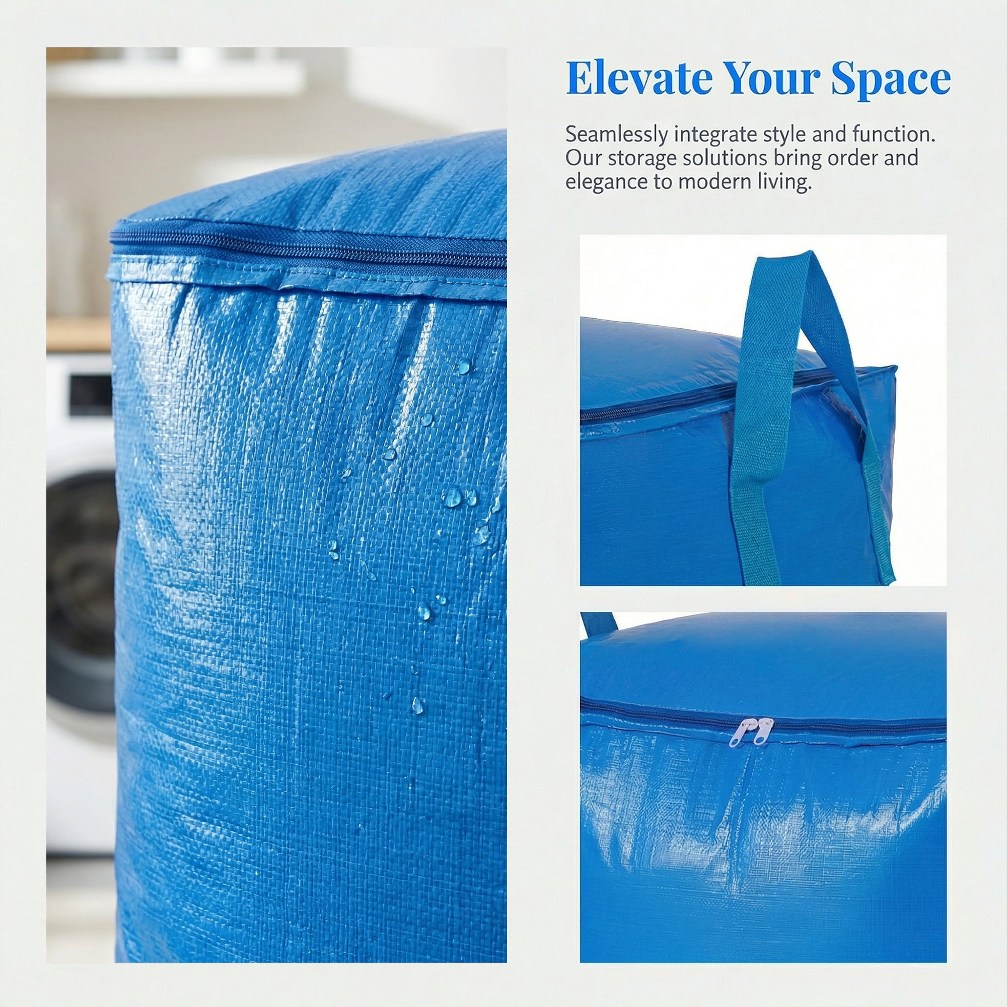 Unique Bargains Clothes Storage Bag with Handles Blue 23.6"x19.7"x31.5"