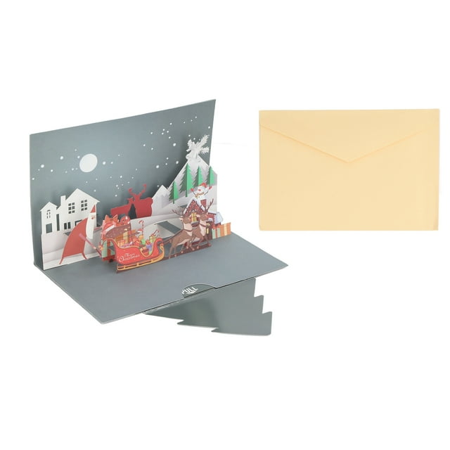 Tarjetas de Navidad 3D, manualidades, tallado en papel, paisaje nevado, tarjetas de felicitación emergentes 3D con sobre para escribir bendición