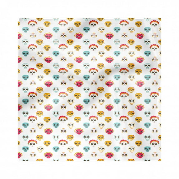 Dia De Los Muertos Decorative Napkins Set of 4, Ornamental Skull Designs Traditional Pattern on Plain Backdrop, Silky Satin Fabric for Brunch Dinner Party, 18", Multicolor, by Ambesonne