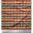 thumbnail image 1 of Soimoi Red Georgette Viscose Fabric Diamond Geometric Print Sewing Fabric Yard 42 Inch Wide, 1 of 5