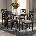 thumbnail image 5 of Baxton Studio Ruth Modern and Contemporary Beige Fabric Upholstered and Dark Brown Finished 5-Piece Dining Set, 5 of 15