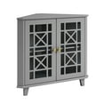 thumbnail image 5 of Walker Edison Transitional Fretwork Doors Corner Accent Cabinet, Grey, 5 of 9