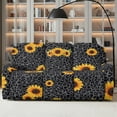 thumbnail image 2 of Xoenoiee Black Leopard Sunflower Print Recliner Cover, 8-Pieces Stretch Reclining Couch Covers with Pockets Reclining Sofa Slipcovers 3 Seater Soft Washable Furniture Protector for Dogs Cats, 2 of 7