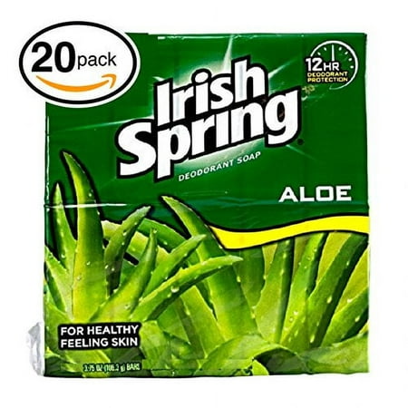 Irish Spring Deodorant Soap (20 Bars, 3.75oz Each Bar, Aloe)