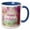 Blue/White, variant on 3drose, Colorful Watercolor Roses. Happy Birthday Congratulation Purple Text, 15oz Mug
