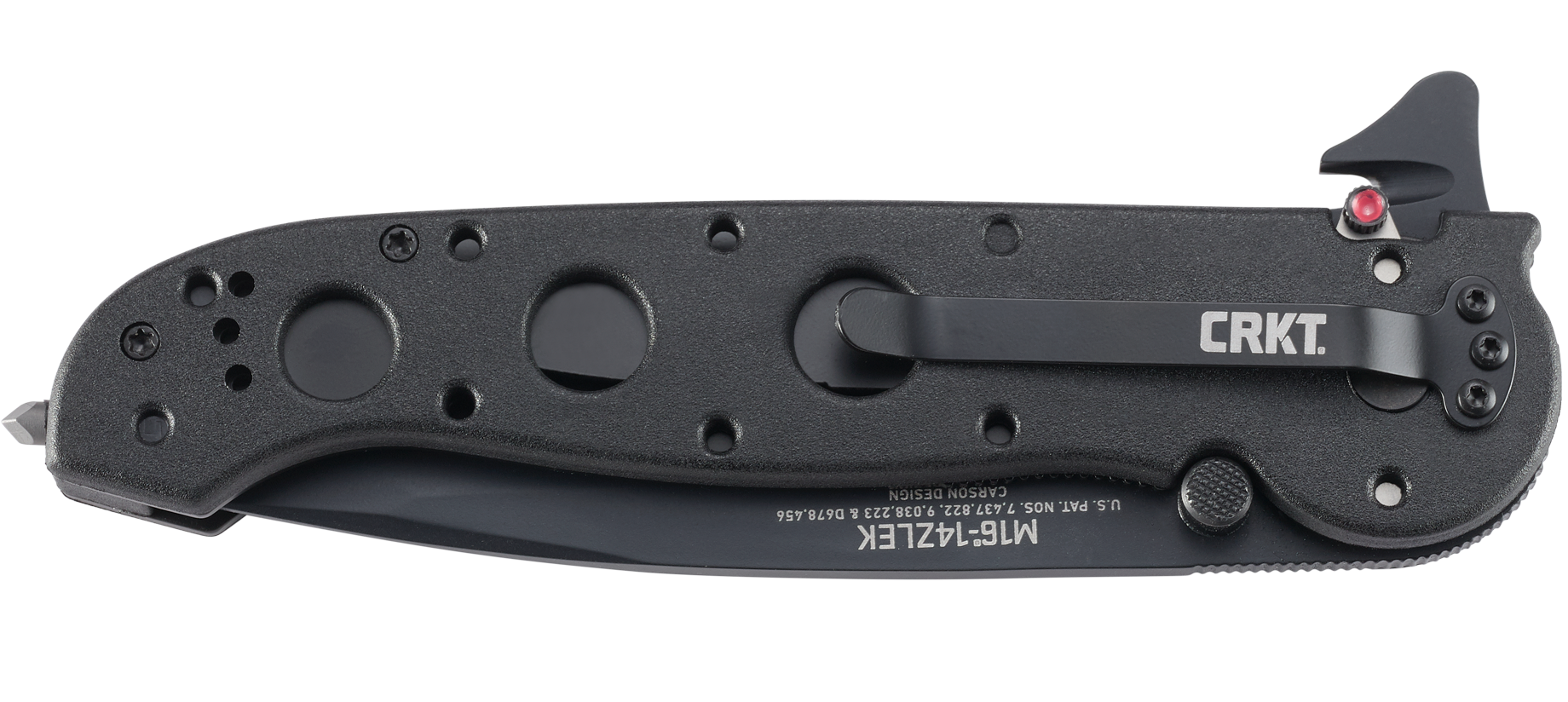 CRKT M16-14ZLEK Folding Knife with Liner Lock: AUS 8 Triple Point Serrations Blade, Glass-Reinforced Nylon Handle, Reversible Pocket Clip, M16-14ZLEK