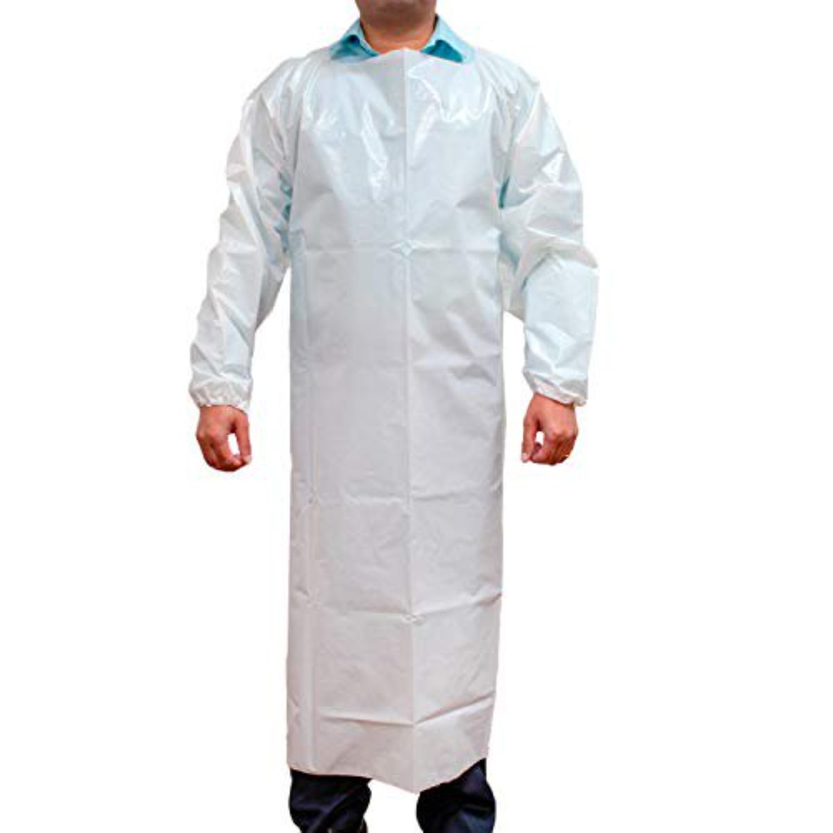 Safe Handler Disposable PEVA Apron, Open Back, Waterproof, White (Pack