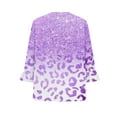 thumbnail image 5 of QQAMB Womens T-Shirts Plus Size 3/4 Sleeve Casual Printed V-Neck Pleated Summer Trendy Tunics Blouses Purple 2XL, 5 of 5