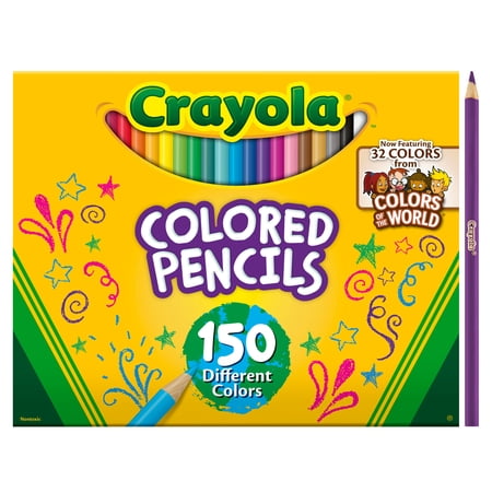 CRAYOLA COLORED PENCIL SET, COLORS OF THE WORLD, 150 CT, BACK TO SCHOOL SUPPLIES, COLORING GIFTS FOR KIDS, AGES 5+