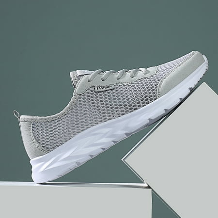 

ZXHACSJ Men s Fashionable And Breathable Running Shoes Casual Mesh Shoes Gray 46