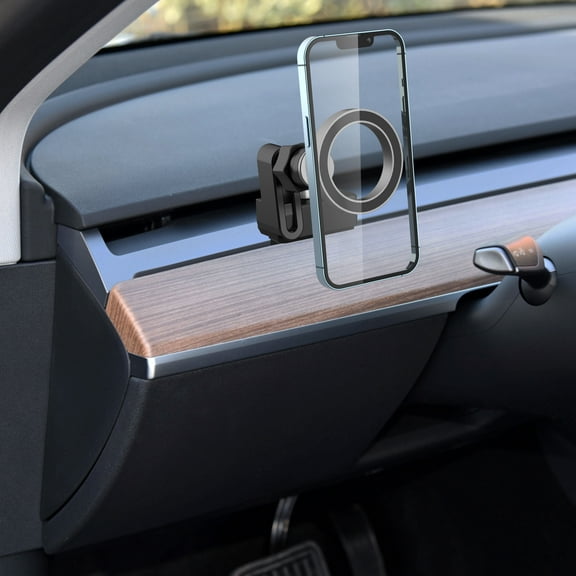 MagSafe Car Mount for Tesla Model 3/Y – Magnetic Phone Holder with Ring Grip, Seamless Dashboard Mount, Strong Magnet Base, Compatible with All iPhone MagSafe Models