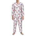 thumbnail image 3 of Naloa Lavender Flowers Men’s Pajamas Set - Long Sleeve Button Down Sleep Shirt and Pajama Bottoms Sleepwear Set-Large, 3 of 7
