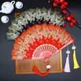 thumbnail image 4 of CSChome Bronzing Butterflies Folding Fan Bronzing Butterflies Folding Hand Fan: Elegant Tassel, Catwalks Dance Performance Props, 4 of 7