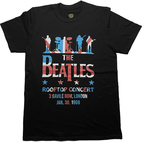 The Beatles Unisex T-Shirt Drop T Rooftop Flag (Small)
