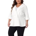 thumbnail image 4 of Agnes Orinda Women's Plus Size Blazers Notched Lapel Wear-to-Work Peplum Jacket Suit Blazer 3X White, 4 of 6