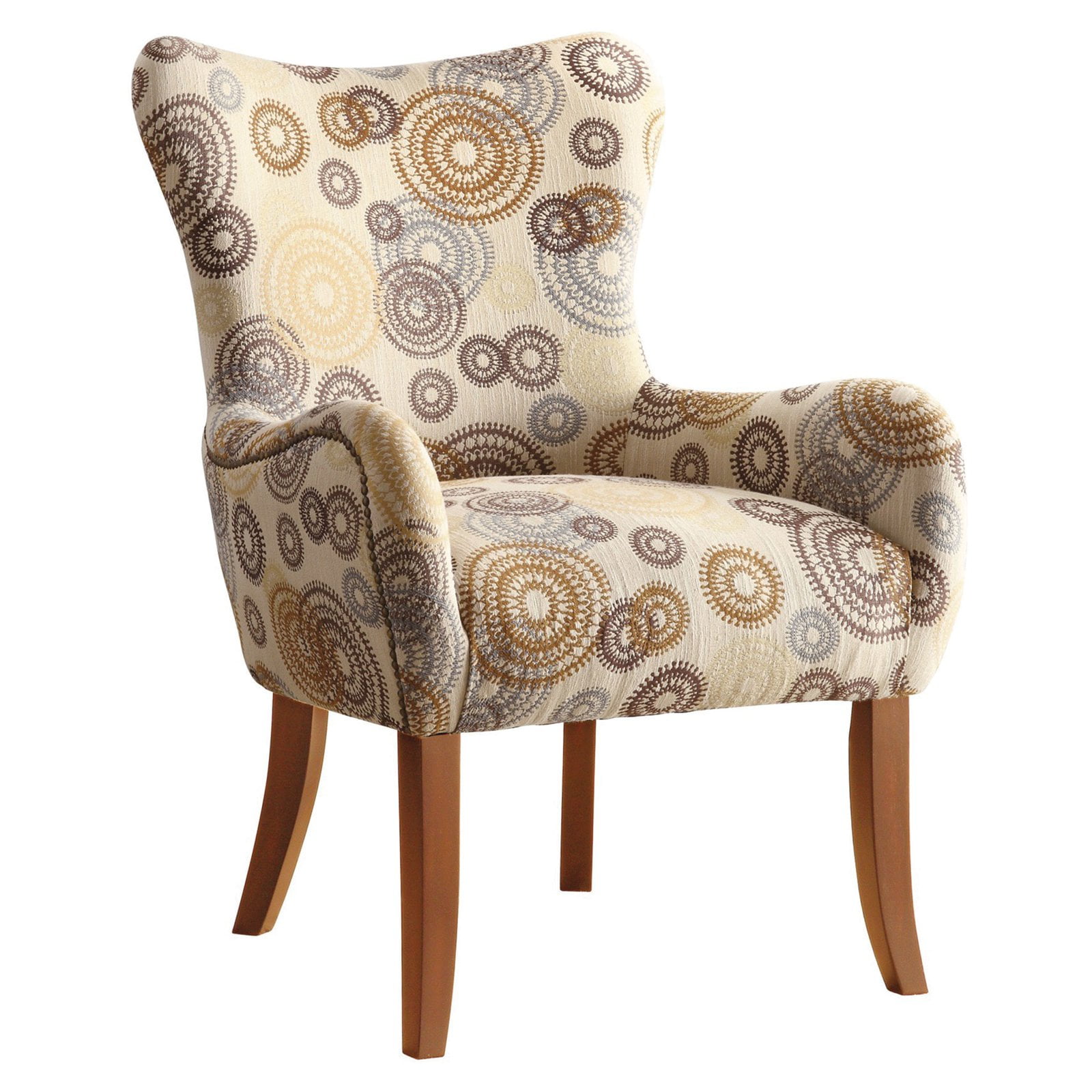Upholstered Accent Chair With Tapered, Multi Color Accent Chair With Arms