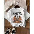 thumbnail image 1 of Halloween Town Graphic Tee, Girls' Casual Crew Neck Short Sleeve T-Shirt, Cotton Fabric, All-Season Comfort Fit Top, 1 of 6