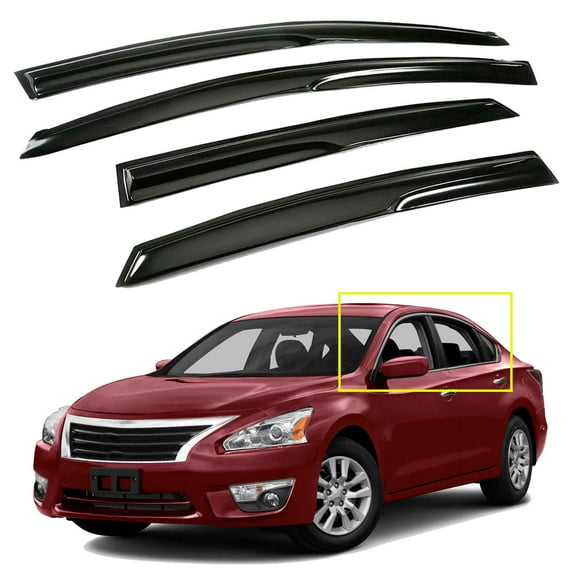 Genrics 4pcs ABS Smoke Tint Window Visor Rain/Sun Vent Shade For 2013-2018 Nissan Altima