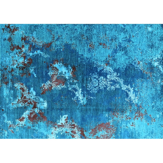 Ahgly Company Indoor Rectangle Oriental Light Blue Industrial Area Rugs, 4' x 6'