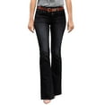 thumbnail image 2 of Bmisegm Jeans à Taille Mi-Haute Micro Évasés pour Femmes, Noir, Taille P, 2 of 6