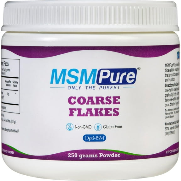 KALA HEALTH MSMPure Coarse MSM Powder Flakes ñ US-Made MSM for Joint Health, Skin Appearance, and Hair & Nail Support ñ 8.8 oz, Organic Sulfur